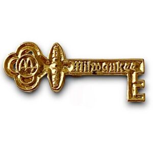 McDonald’s Pin Milwaukee Success 1990s Gold Skeleton Key Metal Lapel Pin